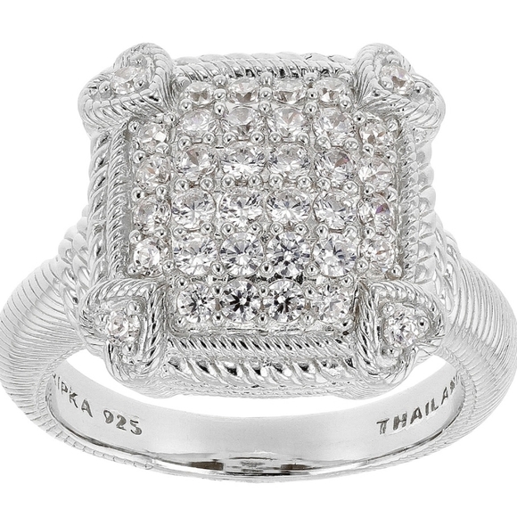 Judith Ripka Jewelry - Judith Ripka Cubic Zirconia Rhodium Over Sterling Silver Pave Ring Size 7!